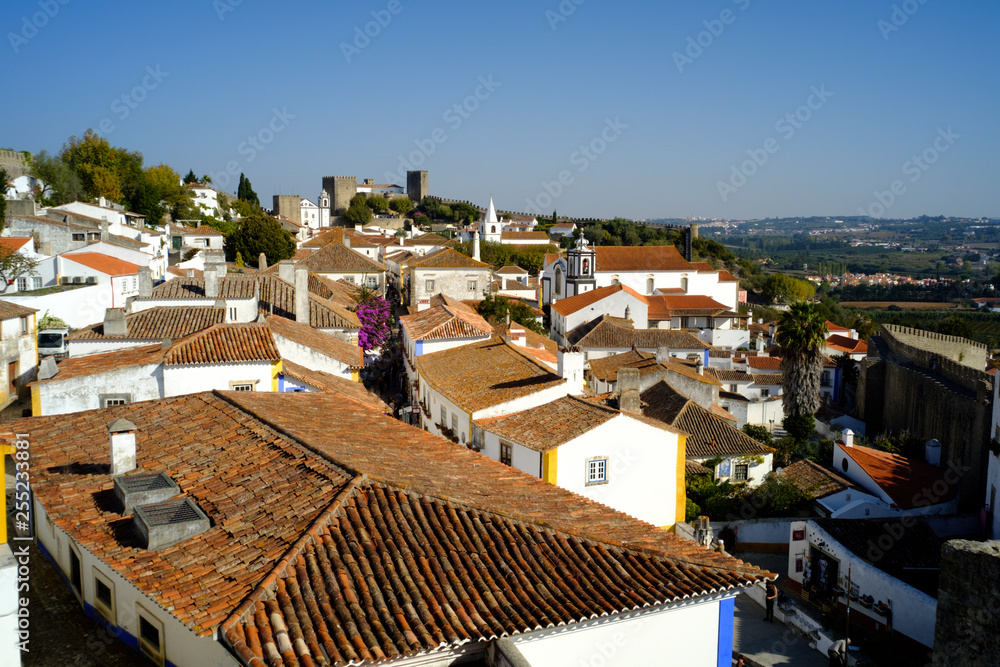 Obidos, top view of the main vilage, Portugal.
