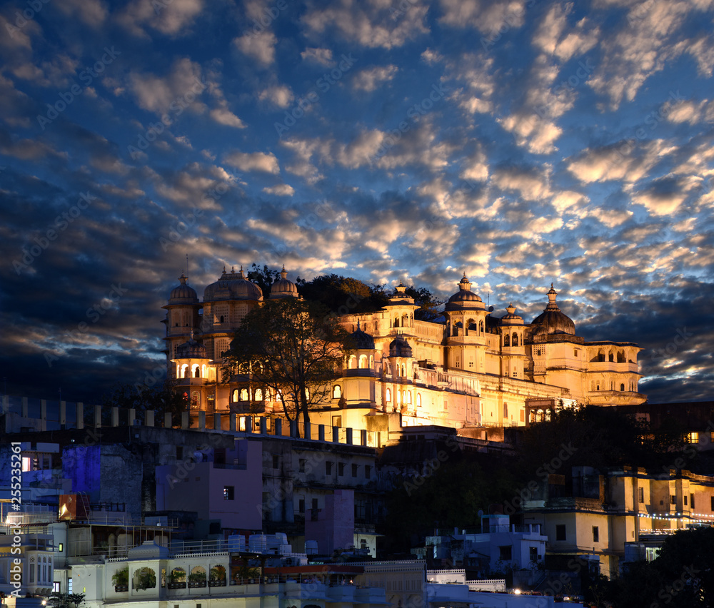 night view of city palace in Udaipur, Rajasthan, India night view of city palace in Udaipur, Rajasthan, India
