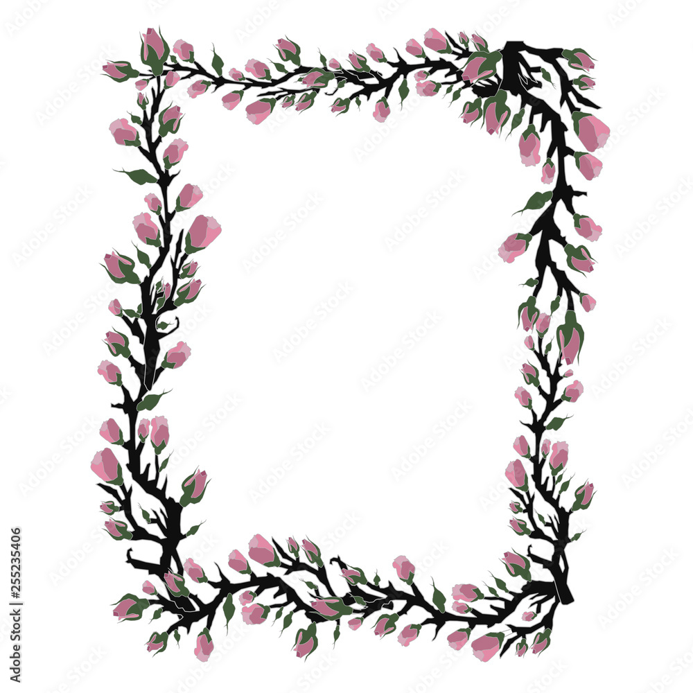 pink rose frame vector illustration
