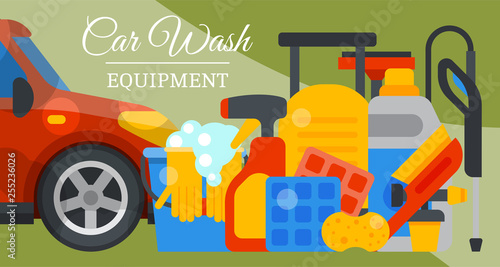 Car wash banner water transport cleaner background vector illustration. Washer car shower washing service auto vehicle cleaner station. Transportation care business concept.