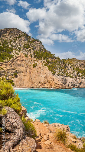 Scenic path to the Coll Baix beach on Mallorca, Spain.