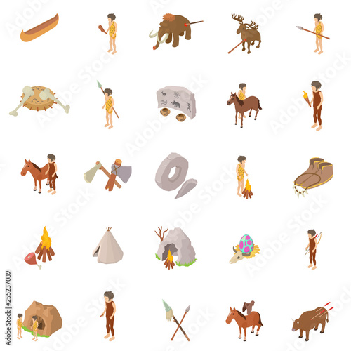 People of past icons set. Isometric set of 25 people of past vector icons for web isolated on white background