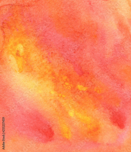 handmade watercolor abstract orange red background