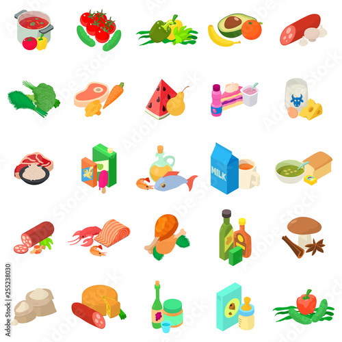World cuisine icons set. Isometric set of 25 world cuisine vector icons for web isolated on white background
