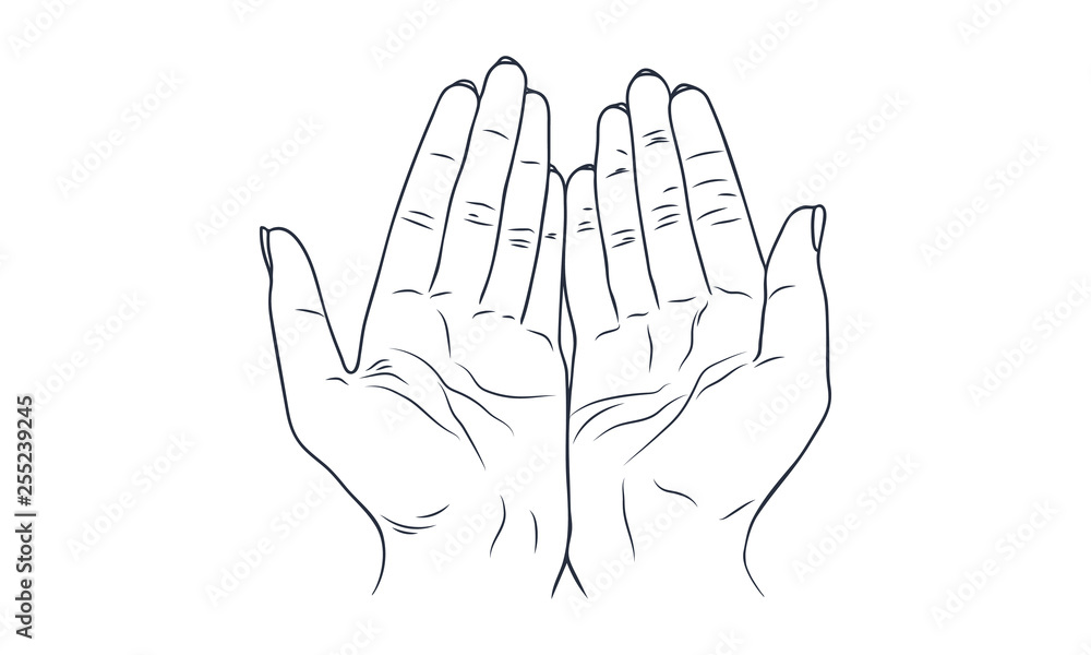 Obraz premium Vector sketch illustration - women's hands.