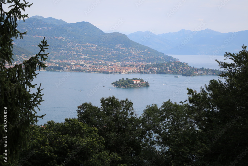 View to Isola Madre and Pallanza Verbania at Lake Maggiore, Italy