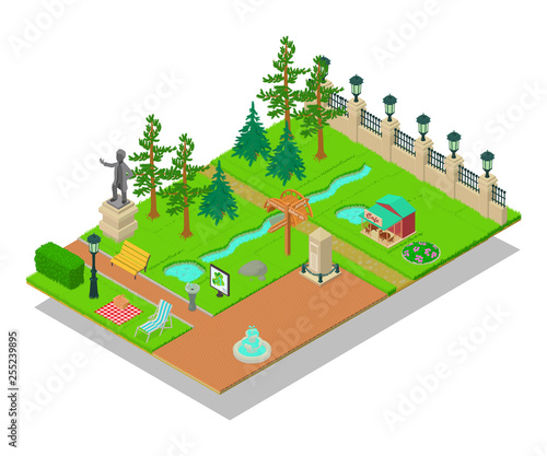 Parkland concept banner. Isometric banner of parkland vector concept for web, giftcard and postcard