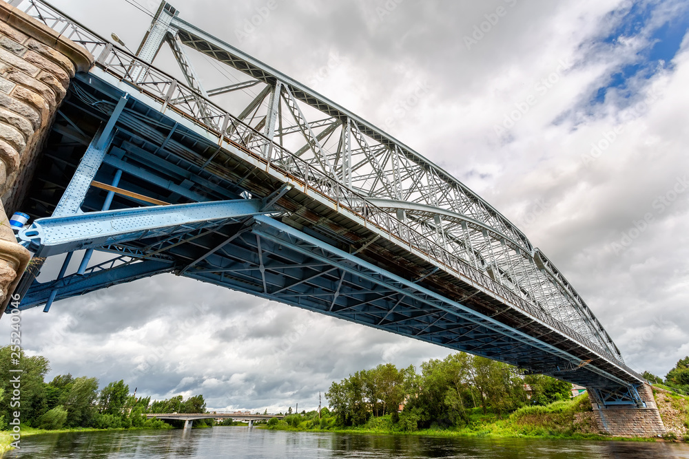 First in Russia steel arch bridge across Msta river First in Russia steel arch bridge across Msta river