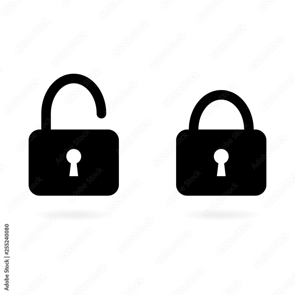 Lock Icon in trendy flat style isolated on grey background. Security symbol for your web site design, logo, app, UI. Vector illustration, EPS10. Lock Icon in trendy flat style isolated on grey background. Security symbol for your web site design, logo, app, UI. Vector illustration, EPS10.