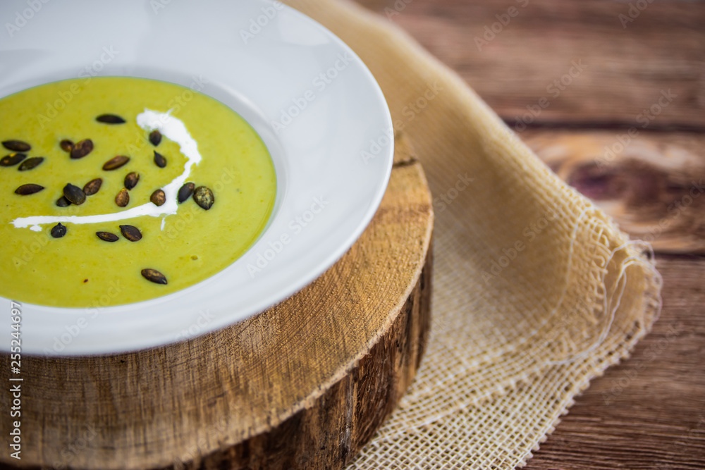 Fresh pea cream with basil and parmesan Fresh pea cream with basil and parmesan