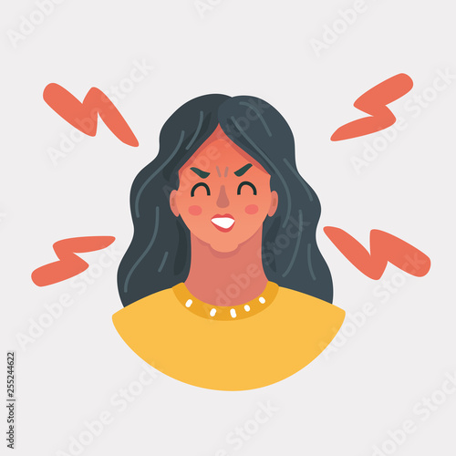 Illustration of angry girl face.