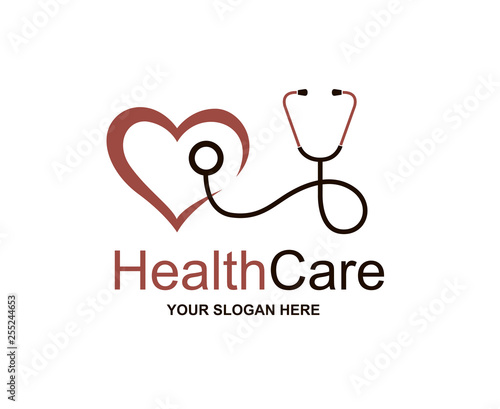 abstract medical halth care icon with stethoscope and heart
