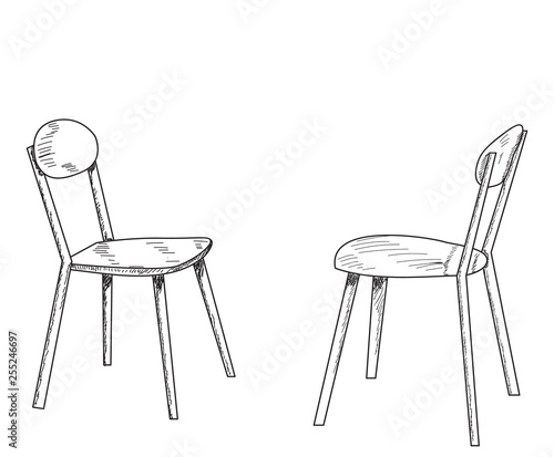 isolated, sketch, lines two chairs