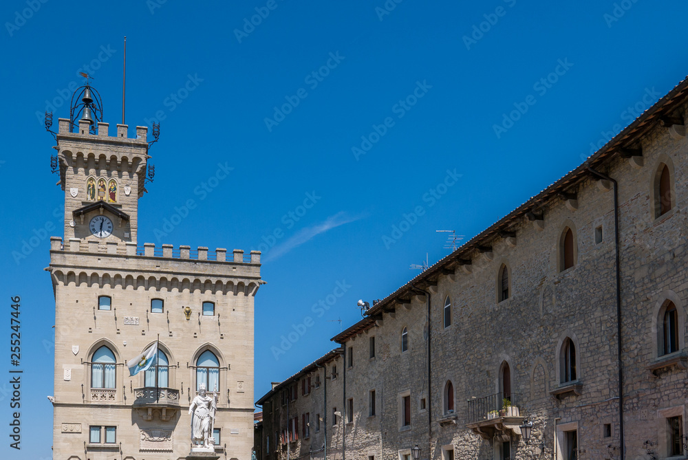 Panoramic view of the public palace in the Piazza della Libertà in San Marino