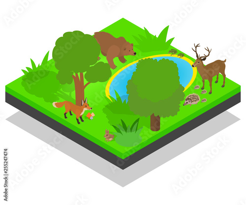 Lake concept banner. Isometric banner of lake vector concept for web, giftcard and postcard