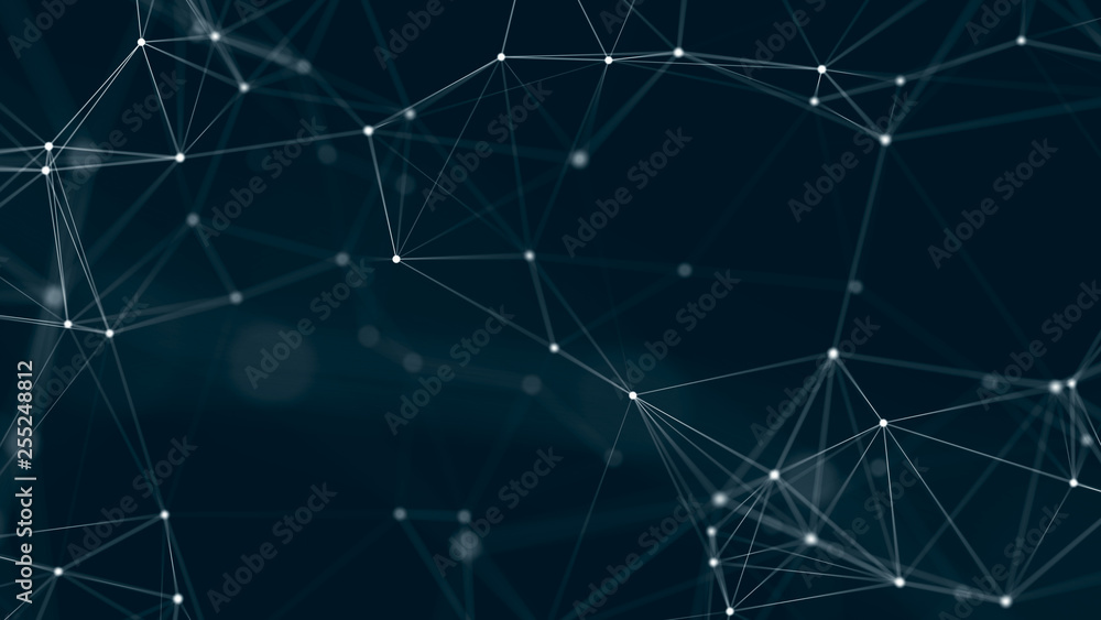 Big data visualization. Abstract background with connecting dots and lines. 3D rendering. High resolution. Big data visualization. Abstract background with connecting dots and lines. 3D rendering. High resolution.