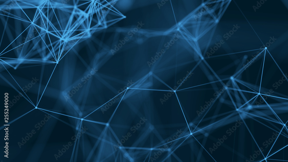 Big data visualization. Abstract background with connecting dots and lines. 3D rendering. High resolution. Big data visualization. Abstract background with connecting dots and lines. 3D rendering. High resolution.