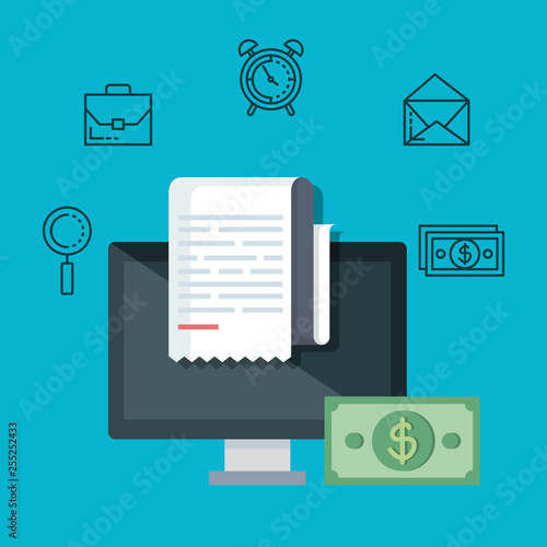 computer with report service tax and bill