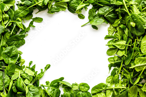 green salads for diet food on white background top view mockup
