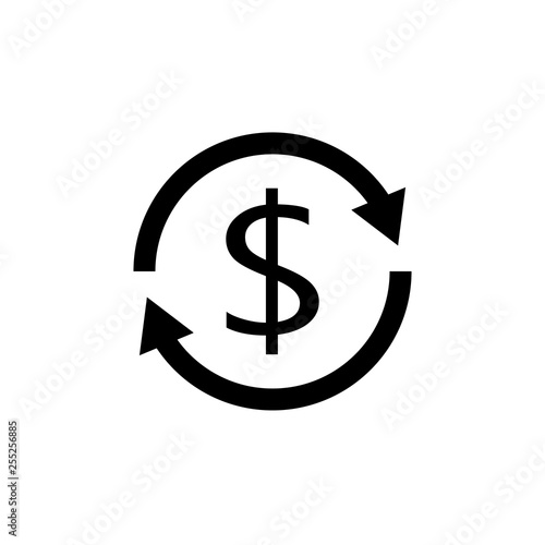 Cost recovery black icon. Money clipart isolated on white background