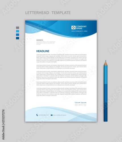 letterhead template vector,  minimalist style, printing design, business template, flyer layout, Blue concept background photo