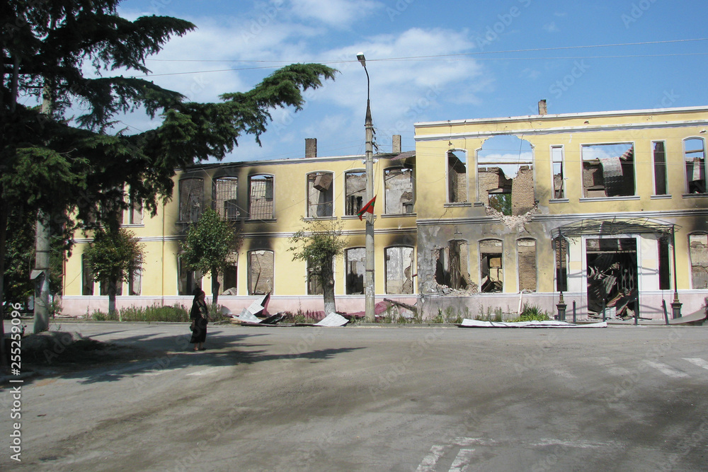 August 12. 2008 South Ossetia. The Institute building was destroyed by bombs