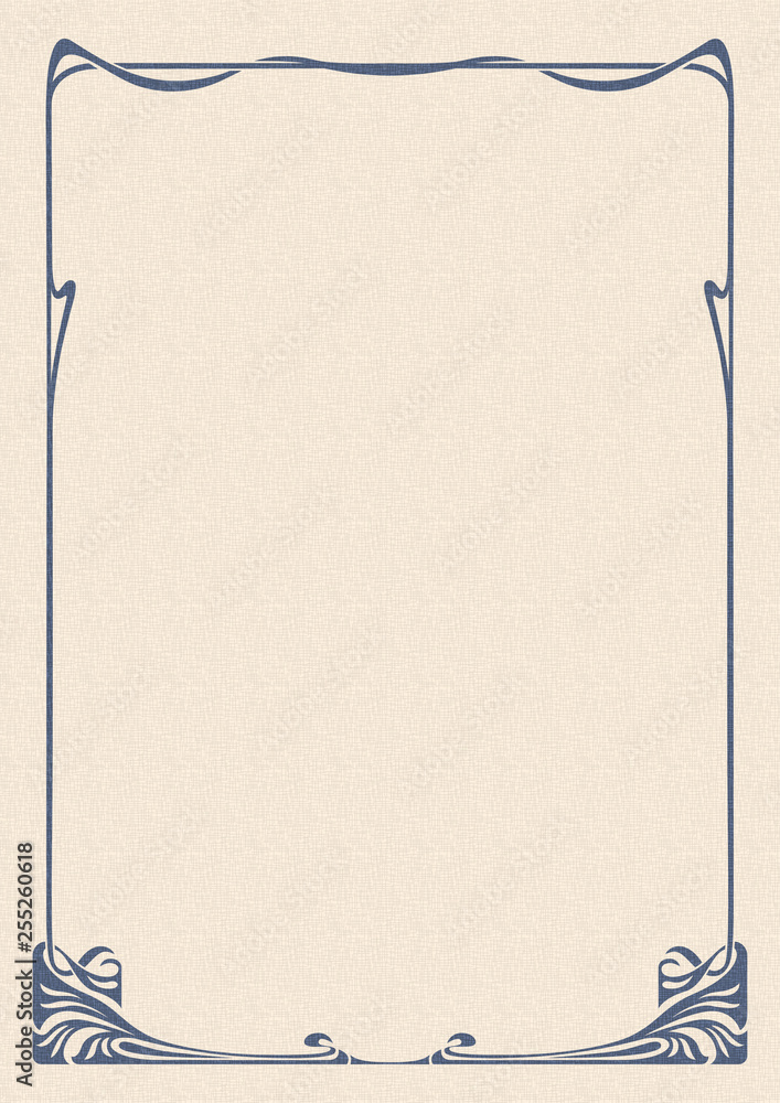Rectangular retro framework and background. Art Nouveau style. A4, A3