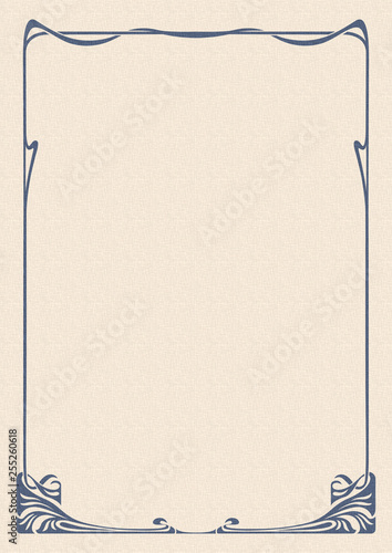 Rectangular retro framework and background. Art Nouveau style. A4, A3 page proportions.