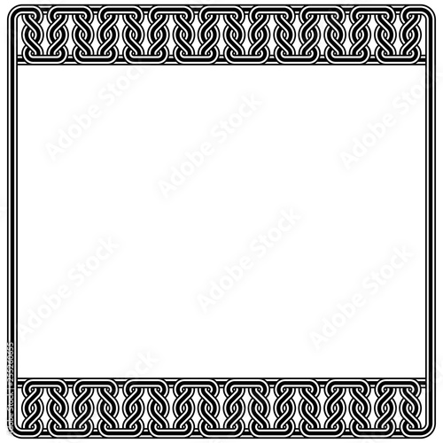 Black and white square frames. Interlaced lines. Based on Georgian, Armenian, Arabic, Byzantine styles. Pattern brushes included in EPS file.