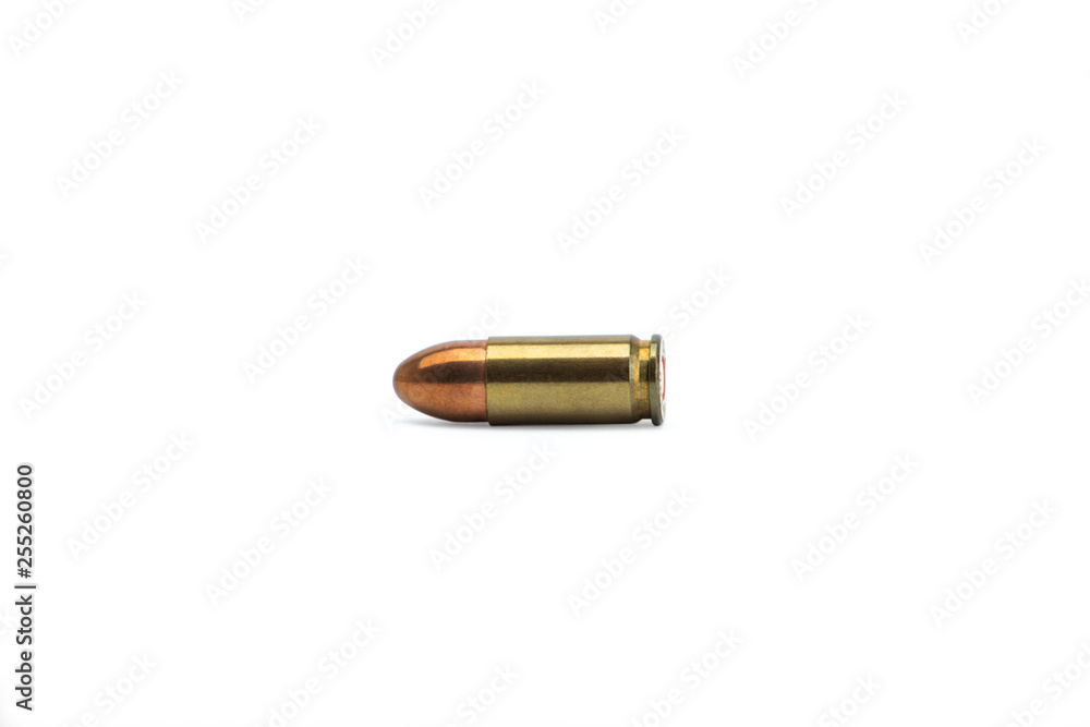 Old bullet isolated on white background.