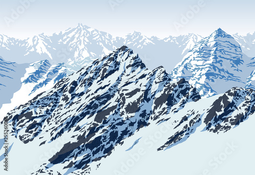 vector Rocky mountains landscape