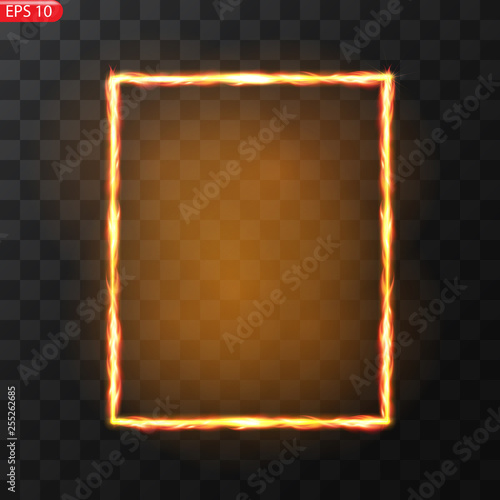 Glowing frames on transparent background. Square glow borders. Sparkling geometric light banner. Luminous triangle light shape. 