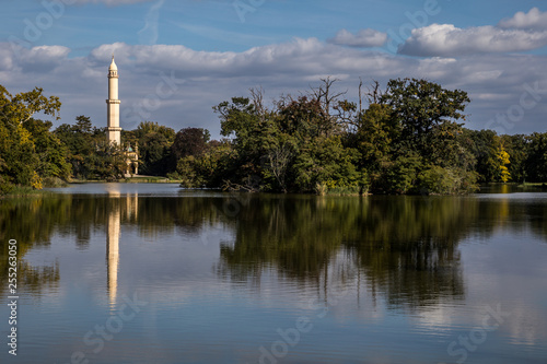 Park with minaret in park of Lednice castle