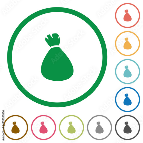 Money bag flat icons with outlines
