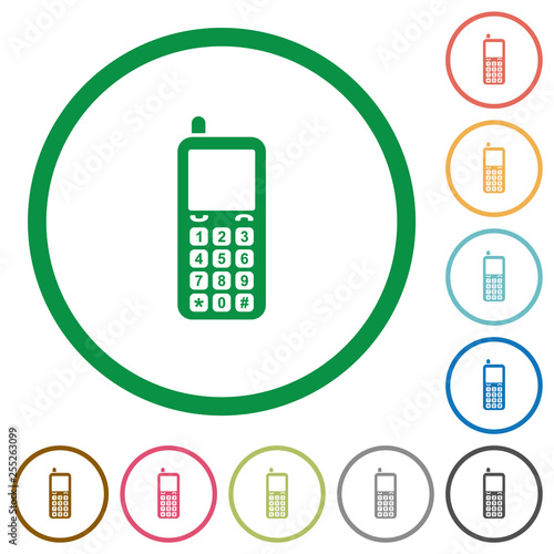 Retro mobile phone flat icons with outlines photo