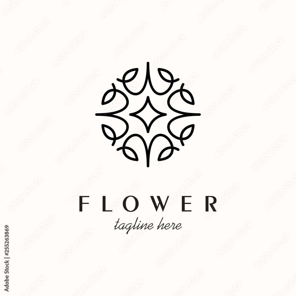 inspiration for floral design logos. flower design, line, monogram, monoline design.
