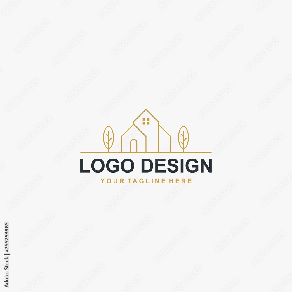 Real estate logo design. Outline home logo.