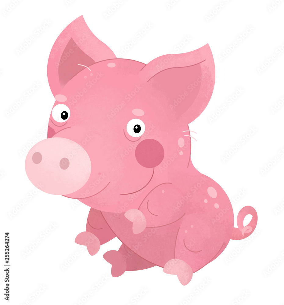 cartoon scene with pig on white background - illustration for children cartoon scene with pig on white background - illustration for children