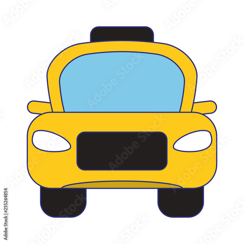 Taxi cab vehicle frontview blue lines