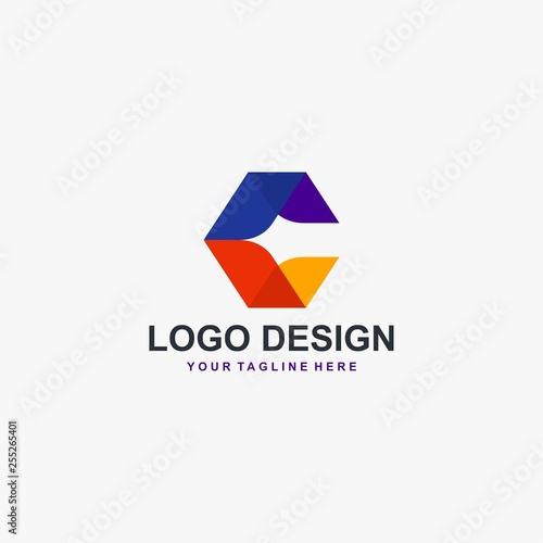 Letter C in polygon logo design vector. Abstract shape logo design. Full color logo design. Free Download Letter C in polygon logo design vector. Abstract shape logo design. Full color logo design. - GFXLoad