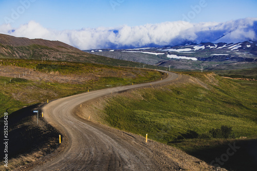 Curvy gravel road in Snaefellsnes Peninsula Vesturland, Iceland