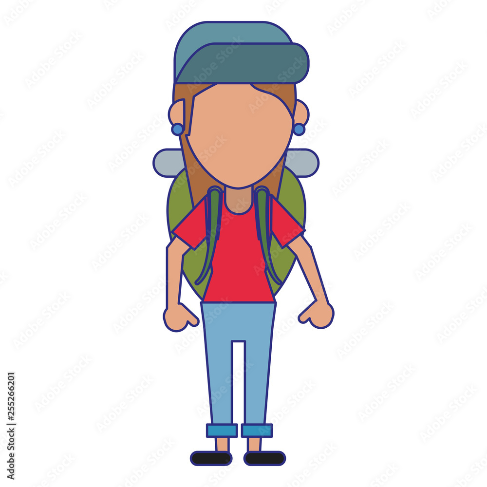 Tourist woman avatar blue lines Tourist woman avatar blue lines