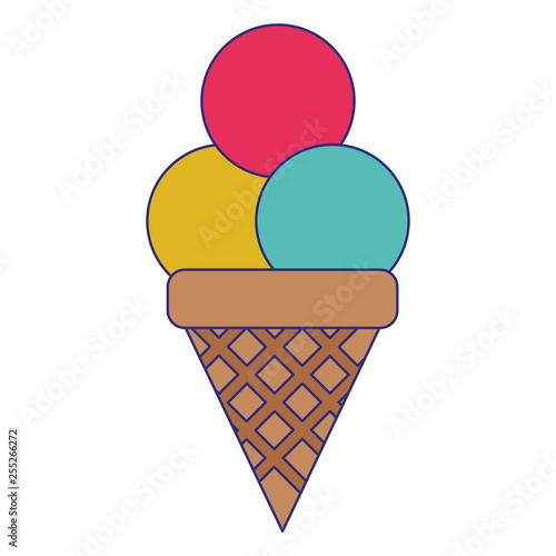 ice cream cone with three scopes blue lines