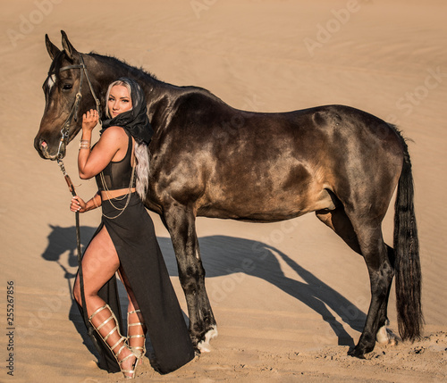 Desert Model and Her Horse photo