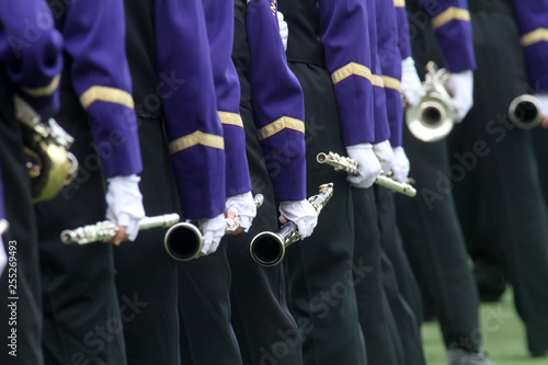 Marching band musicians performing. photo