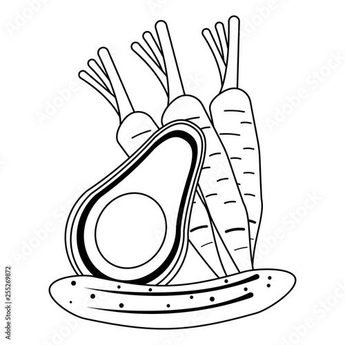 vegetables healthy and fresh food in black and white