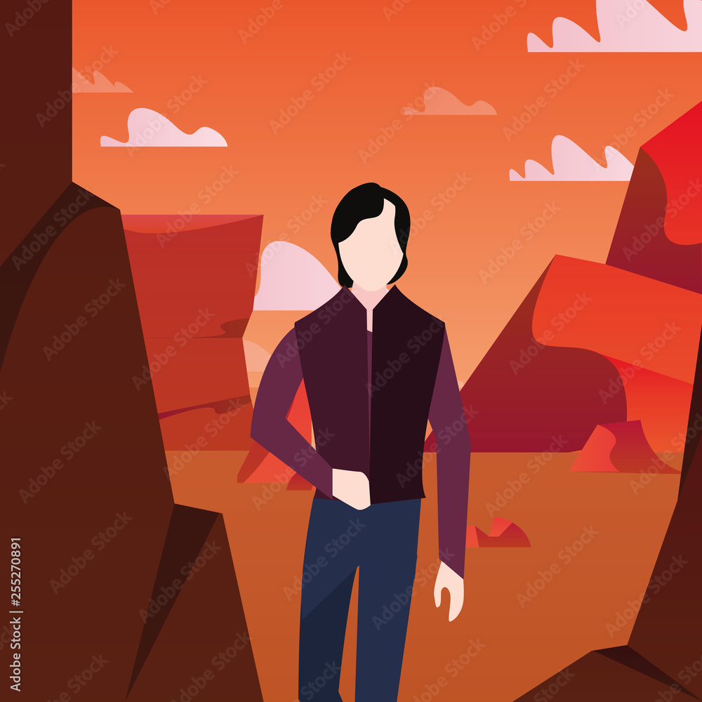 Obraz premium landscape nature with man