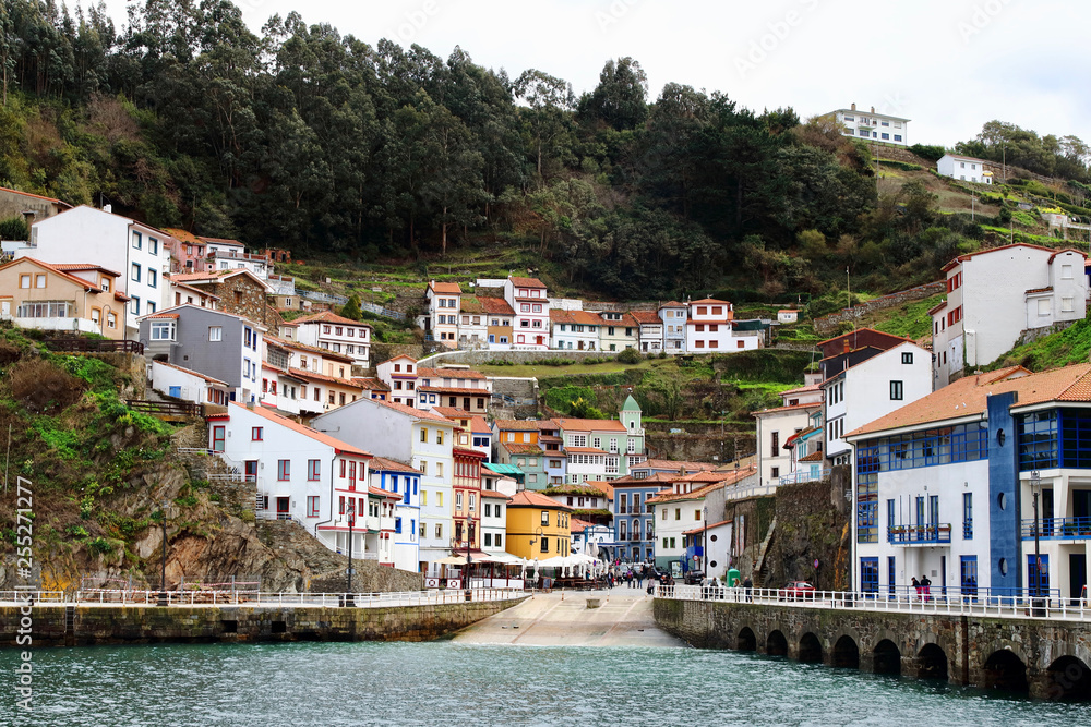 Main view of fishing village of Cudillero,  one of the most beautiful spots in Asturias region, Spain.