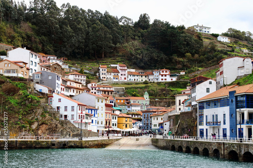 Main view of fishing village of Cudillero,  one of the most beautiful spots in Asturias region, Spain. © nachosuko
