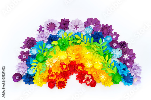 Paper craft flower rainbow color. Tolerance of people.